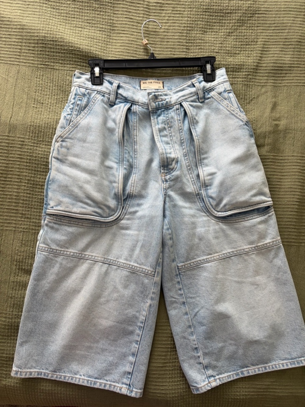 We The Free Pale Blue Carpenter Denim Shorts